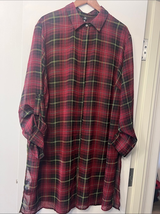 Design Lab Lord & Taylor Tops - Women's Plaid Button-Up Shirt - Red